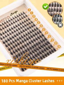 Wispy Lash Clusters Extensions 180Pcs/140Pcs/60Pcs Anime Eyelash Clusters D Curl Manga Lashes Clusters Natural Look 8-16MM Cluster Eyelash Extensions Individual Lash Extension Packlash Clusters,Eyelash Clusters,Individual Eyelashes,Lashes,Fake Lashes - D - View 6