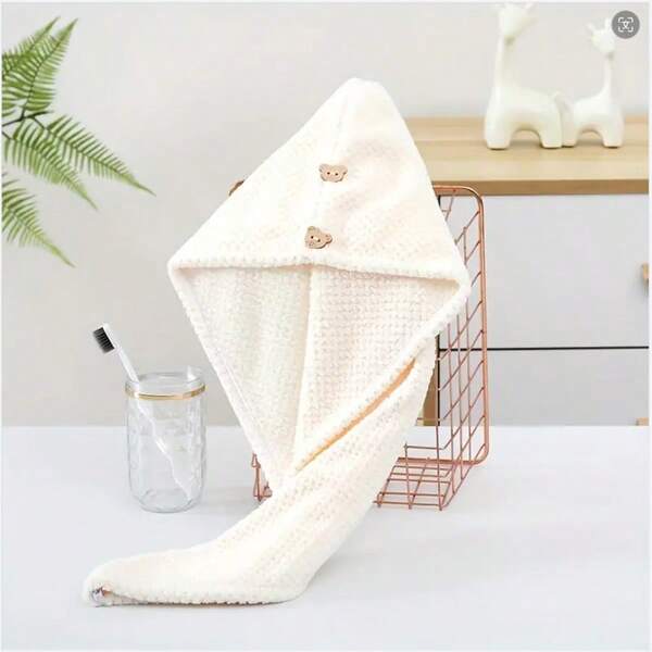 منشفة شعر نسائية فائقة الامتصاص وسريعة الجفاف، مع إبزيم، مضادة للتجعد، قطعة واحدة، غطاء شعر للعودة إلى المدرسة