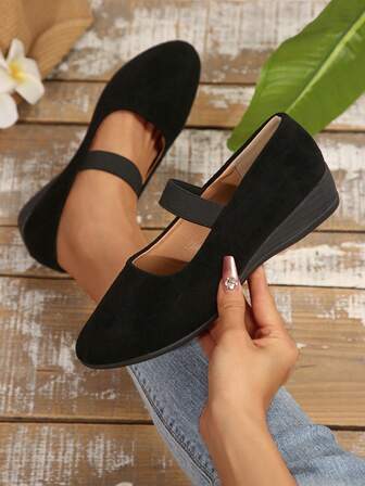 Chaussures de danse plates noires élégantes pour femmes - Chaussures à plateforme respirantes et sans lacets