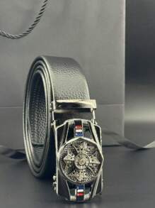 Herren Gürtel mit automatischer Schnalle und Litchi geprägtem Fächerdekoration für Partys