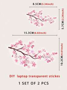 2 件中国水墨花鸟风格笔记本电脑贴纸，部分笔记本电脑贴纸，自粘，优雅，贴合，耐用，适用于日常办公，学习，创作，桌面展示，文化展览，用于笔记本电脑美化，创意装饰，设备改造，风格塑造 - 彩色 - 查看 6
