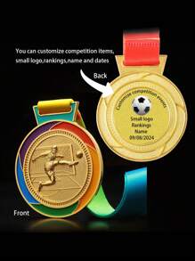 علامة كرة قدم معدنية مخصصة، ميدالية ذهبية/فضية/برونزية، مصنوعة من سبيكة الزنك، ميدالية منافسة، شارة تكريمية لحفل كرة القدم
