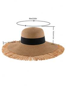 1 pezzo Cappello di paglia estivo da donna, cappello casual da spiaggia/protezione dal sole per fotografia, vacanze