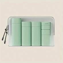 5pcs Travel Dispenser Bottle Set, Creams, Body Wash, Shampoo Dispensers, Portable Travel Bottles Set + PU Bag (100ml, 80ml, 80ml, 50ml, 15ml)