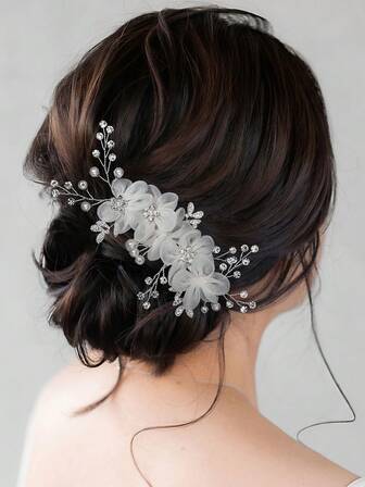 1 件优雅新娘婚礼花卉金丝发夹梳子发饰适合花园婚礼