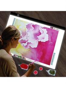 1 pièce Planche lumineuse LED A2/A3/A4/A5 convenant pour des kits de peinture de diamant, planche lumineuse pour peinture de diamant, planche lumineuse alimentée par USB pour la peinture, le croquis, l'animation, avec 4 pinces de fixation (couleurs noir, rouge, bleu, jaune disponibles)