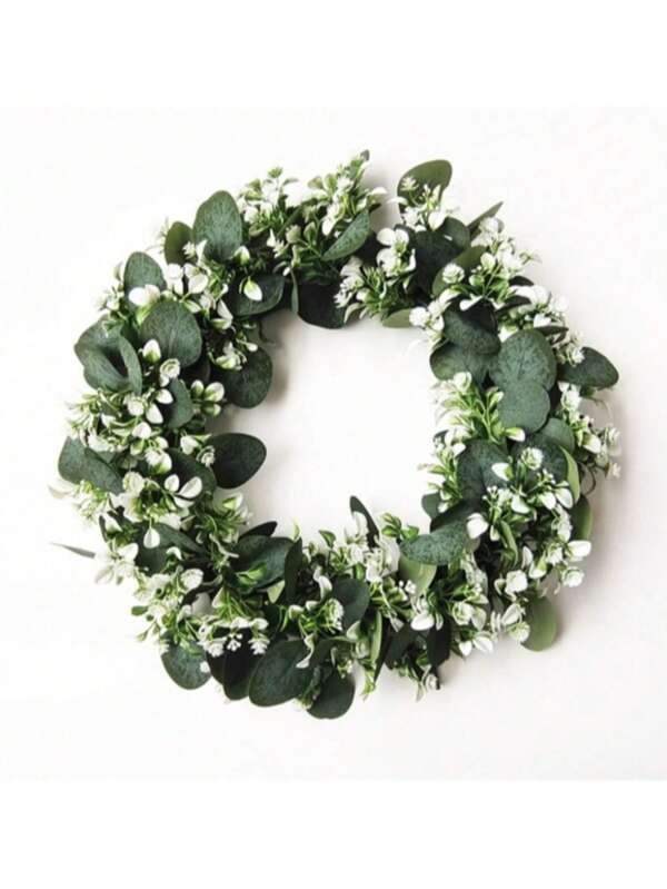 1 Pc Of Simulated Flower Wreath 40 * 40cm Eucalyptus Leaf Ring Apple Leaf Ring Starry Sky Prayer And Blessing Artificial Flower Wreath Suitable For Home Decoration, Hotel Decoration, Kirin Window Decoration, Corridor Decoration, Wedding Venue Decoration