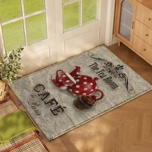1 Stück Kaffee Muster Willkommens Fußmatte, Vintage Heim Dekoration, TPR-Rückseite Kunstwoll Matte, geeignet für Kaffee Shop Eingang, Veranda, Innenbereich - Weich, Strapazierfähig, waschbarer Bodenbelag für Wohnzimmer, Bad, Schlafzimmer, Spielzimmer, Waschküche, Dorm, Küche Dekoration