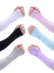 2 件夏季清凉防紫外线臂套，男女款，轻薄透气冰丝臂套，骑行、户外适用