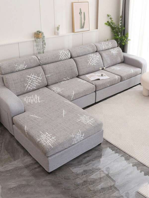 1 Pc Printed Stretch Sofa Cushion Cover, L-Shaped Sofa Cover, Separate Sofa Backrest Cover, Furniture Protective Cover, Stretch Sofa Seat Cushion Cover