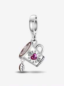 1 PC 925 Sterling Silver Pink Delicate Objects Beads Pendant Charm Pendant Ball Suitable For Bracelets DIY Women's Jewelry