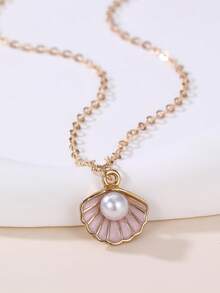 1pc/2pcs/4pcs Girl Shell Faux Pearl Necklace Set - Multicolor - View 14