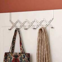 1pc Stainless Steel Telescopic Door Hook, Bathroom Hook, Living Room Hook, Bedroom Hook Kitchen Hanging Accessories Set