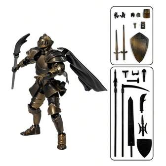 4件套中世纪骑士军团全身多关节可动人偶，装甲机甲战士武士军团积木可动人偶，适合游戏爱好者，多种款式可选，配备全套武器。它可作为桌面装饰、家居和办公室装饰，是节日礼物的绝佳选择。