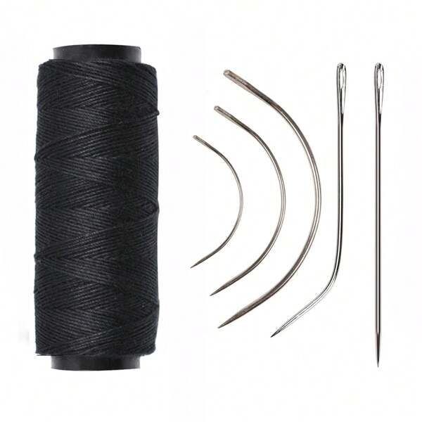 Needle And Thread Set 6pcs Professional Hair Extension Tools Curved Needle With Threads For Making Wig DIY Hand Sewing Hair Weave Extension