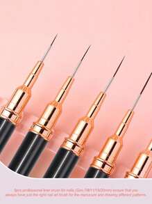 Set de 5 brochas profesionales de delineador de esmalte de uñas, 5 brochas pequeñas para técnicas de diseño de esmalte de uñas, línea fina, raya, de Body ajustado de 7/9/11/15/20mm, lápiz para dibujar en uñas (Negro)