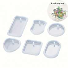 6 件 DIY 钥匙扣吊坠硅胶模具套装 - 用于制作水晶环氧树脂吊坠和珠宝