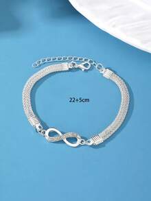 1pc Women's Fashionable And Versatile 8-Shaped Bracelet, Daily Wear - Silver - View 6