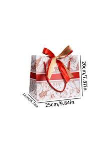 High-End Handbag With Ribbon Candy, Grocery Bag,Return Gift Bag Holiday Gift Packaging Paper Bag,Gift Bags,Printed Gift Packaging Bag, Bow Ribbon Gift Bag, Clothing Shopping Bag, Companion Handbag For Gifts,Reusable Shopping Bag,Home New Arrival Summer Cooling,Beach,Travel