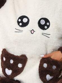 Conjunto Pijamas de nina Polar Dibujo Animado Con Capuch Con Forma de Panda - Marrón - Ver 11