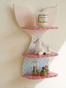 1 pieza Estantería de pared en forma de cola de pez de madera de colores, decoración sencilla para el hogar en dormitorio, adecuado para decoración de océano, náutica, playa, habitación de niños, baño, regalo de sirena, decoración para fiesta de sirenas de adolescentes y niñas