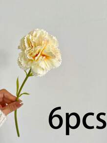 6pcs Short Stem Artificial Carnation Flowers, Lifelike Carnations | Polyester Material | Flexible Iron Wire Stem | Suitable For Home Decor, Living Room, Kitchen, Dining Table, Holidays, Weddings, Engagements, Office Decorations, Valentine's Day, Thanksgiving, Mother's Day, Spring/Summer Decorations