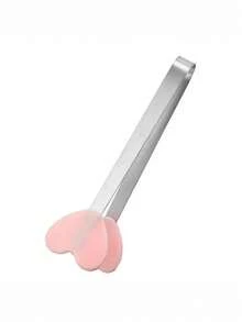 1 个迷你甜点夹不锈钢冰块夹，粉色心形手套手掌形状防滑硅胶烘焙面包夹糖果夹饼干夹糕点夹零食夹冰块夹沙拉，水果夹零食夹烧烤夹，