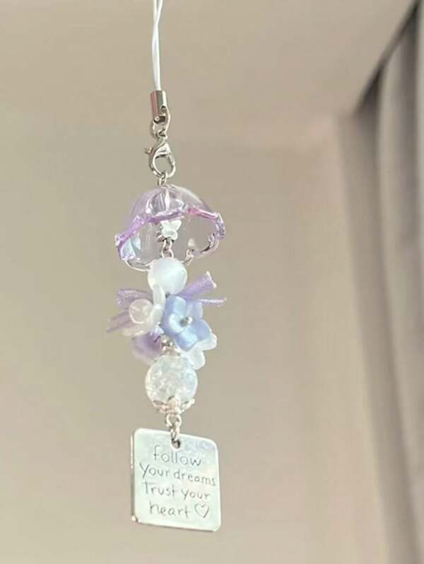 1pc.Purple Jellyfish Wind Chime Pendant Hand Ins Style Chime Beaded Headphones Mobile Phone Chain Cobbin Pendant Pendant Pendant Room Decor Bedroom Decor Home Decor Wall Decor