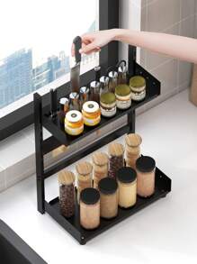1/5 pièces Étagère de rangement pour épices et divers dans la cuisine, Porte-bouteilles d'assaisonnement de grande capacité pour armoire, Porte-baguettes, Crochets pour ustensiles de cuisine, Organisateur de papier essuie-tout et film alimentaire, Installation sans perçage, Accessoires de cuisine, Décoration d'intérieur