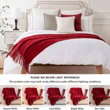 Red Cozy Throw Blanket, Suitable For Sofa, Bohemian Bed End, Living Room Decor, Ideal For Christmas And Everyday Use