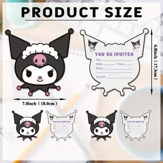 Sanrio Sanrio 1套（12张）可爱卡通邀请卡、明信片、贺卡，适合主题生日、节日、派对