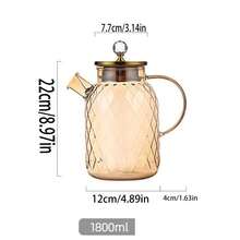 1pc Thick Glass Cold Water Pitcher, Large Capacity Juice Carafe, High Borosilicate Glass Amber Color Iced Tea Pot For Home Use - Gold - View 12