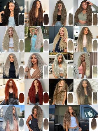 NOBLE Curl Synthetic Crochet Hair Ocean/Deep Wave Ombre Blonde 3PCS/Psck Ombre Brown Synthetic Braiding Hair Extensions Afro African Curls Water Wave Twist Crochet Hair