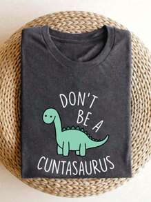 Women's New Plus Size Round Neck Short Sleeved Summer T-Shirt, Cartoon Dinosaur Pattern , Slim Fit And Comfortable Plus Size Summer Tops, Suitable For Daily Casual Wear, Graphic Tees Women, Summer For Women
