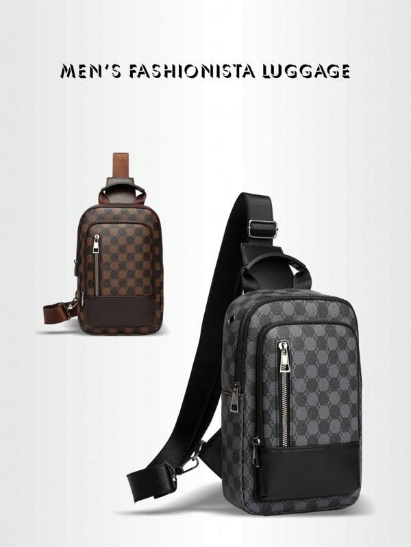 1 stuk klassieke retro borsttas, casual mode PU crossbody tas, geschikt als Vaderdag cadeau, zomerse campus stijl, schoudertas, handtas, voor thuis, vakantie, werk, weekend, feestdagen, bedrukt, praktisch leren vintage zwart cadeau met grote capaciteit, geschikt voor Halloween, Kerstmis, verjaardag, mannen en vrouwen, herfst, heuptas, reistas, documenten crossbody tas