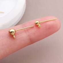4/6/10 Stücke 18 Karat Goldkugelohrstecker mit Öse, Messing Rundkugelohrstecker für die Herstellung von Perlen-Ohrhängern