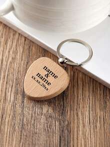 1/5/10Pcs Round Heart Shield, Square Wooden Keychains, Custom Engraved Wedding Name Wooden Keychains, Personalized Wooden Heart Keychains - Customized Wedding Gifts, Creative Small Gifts, Bag Pendant, Wooden Tag, Keyring, Ring, DIY Accessories - Multicolor - View 3