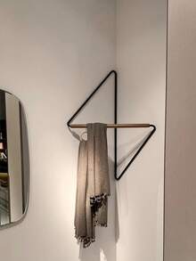 90度壁挂式衣架，卧室壁挂式衣架，转角衣架，储物架，转角架，北欧简约转角壁挂式衣架，现代家居转角衣帽架，帽子架，壁挂式储物架，铁艺转角架，可收纳外套、帽子和围巾，提高空间利用率 - 黑色 - 查看 2