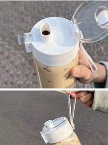 1 件 350/550/800ml 透明水瓶、杯子、夏季旅行水瓶，带翻盖和防漏嘴，便携式简易塑料饮料瓶，可重复使用的补水杯，适用于运动、健身房、办公室、学校、户外活动、夏季必需品 - 彩色 - 查看 6