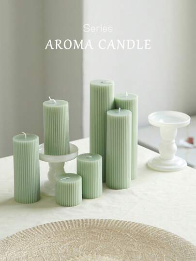 Vela de aromaterapia con rayas en verde menta, vela de cera de soja sin humo para decoración del hogar, vela de ambientación refrescante, decoración de candelabro romántico, soporte de vela de cristal francés transparente, ideal como regalo de cumpleaños, decoración del hogar, boda