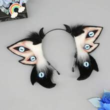Halloween Demon Cthulhu Monster Ear Headband Cosplay Prop, Realistic Plush Furry Ear Hair Hoop Headpiece For Carnival Party Costume