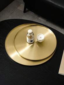 金属圆形储物托盘，不锈钢圆形金色托盘，镜面多功能家居装饰储物托盘，入口珠宝收纳托盘，化妆品香水蜡烛展示托盘，有大号、中号、小号可供选择，适用于家庭、咖啡厅、餐厅、酒店、珠宝店、圣诞节、万圣节、母亲节、感恩节，适合女性收纳整理器旅行必需品礼物返校 - 金色 - 查看 8