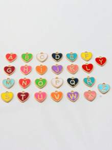 1pc Fashionable & Cute Pink Enamel 26 Letter Pendant Colorful Plastic Seed Bead Elastic Anklet, Initial Letter Anklet Suitable For Teenagers, Beach, Travel, Daily Wear - Multicolor - View 4