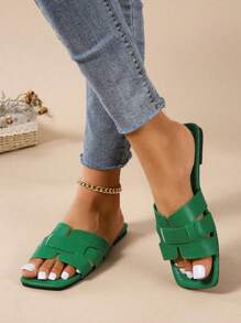 Ciabatte casual piatte da donna, adatte per qualsiasi occasione, carine, fresche, eleganti, adatte per feste, con punta aperta, slip-on, intrecciate, stile romano, per estate e primavera/autunno, nuove, di moda, adatte per abiti, spiaggia, appartamento, verdi, piatte, con cinturino, formali, vacanze, stile bohémien, da passeggio, confortevoli, da spiaggia, sabot, con decorazione a girasole