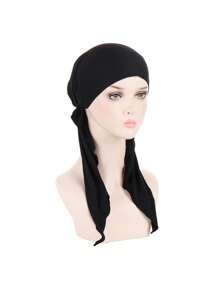 Women's New Arched Solid 2-Tail Hat Beanie, Simple & Convenient Headwear Hat, Solid Color 2-Horn Cap With Long Tail