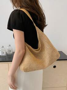 Minimalist And Stylish Casual Handbag, New 2024 Autumn Vintage Fashion Underarm Bag, Solid Color Shoulder Commuter Bag