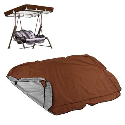 1 tenda da sole per altalena da esterno, tessuto Oxford argentato, parasole impermeabile per sedie a dondolo, ombra e privacy in marrone per balcone, giardino e piscina