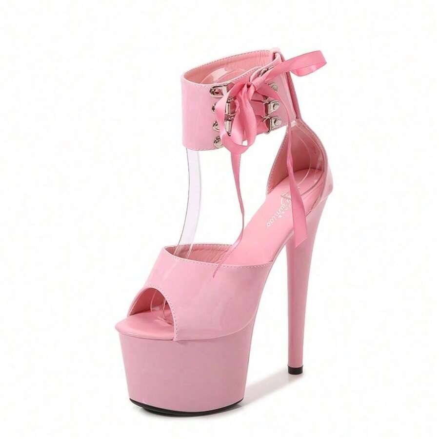Women Heeled Sandals - Pink - View 1