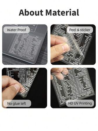 1 pezzo Adesivo per scorciatoie della tastiera del computer portatile a colori sfumati, include icone di scorciatoie funzionali, autoadesivo, trasparente, durevole, adatto per ufficio, operazioni al computer, miglioramento dell'efficienza, apprendimento delle competenze, 8x8cm