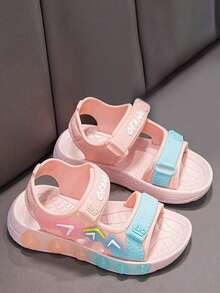 一双全新夏季婴儿鞋，带露趾钩环，运动软底，防滑，休闲沙滩凉鞋 - 粉色 - 查看 2